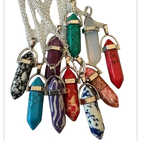 Hexagonal Stone or Crystal Pendant on 925 Sterling Silver Chain. - Picture 3 of 16